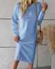 Buttoned Long Sleeves Loose Round-Neck Sweater Dresses Midi Dresses