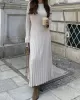 Flared Sleeves Skinny Pleated Solid Color Maxi Sweater Dresses