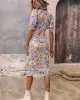 Vacation Wrap Floral U-Neck Dress