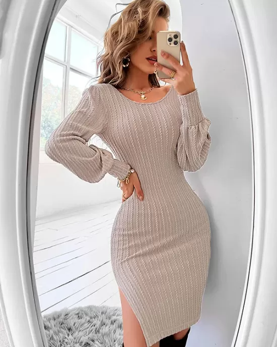 Vacation Wrap Backless U-Neck Dress