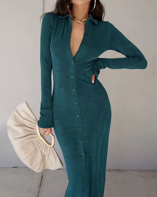 Vacation Wrap Buckle V-Neck Dress