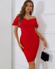 Vacation Wrap Solid Color One-Shoulder Dress