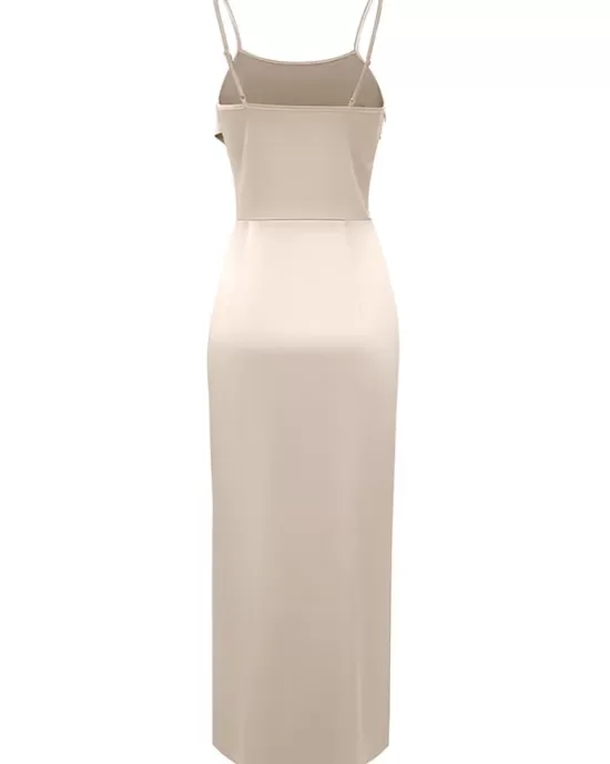 Vacation Sleeveless Wrap Solid Color U-Neck Maxi Dress