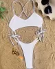 Back Cross Bandage Belly-Hollow Solid Color Wrap One-Piece Swimwear