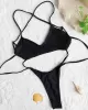 Back Cross Bandage Belly-Hollow Solid Color Wrap One-Piece Swimwear