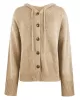 Buttoned Hooded Solid Color Wrap Cardigan