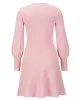 Solid Color Puff Sleeves Wrap Round-Neck Sweater Dress