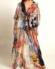 Floral Chiffon Half Sleeve Loose Long Cardigan Cover-Up Swimwear