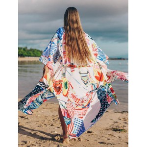 Half Sleeve Loose Floral Cardigan Vacation Beach Cover-Up Swimwear