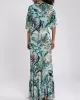 Floral-Print Half Sleeve Knotted Maxi Dress