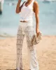 Knitted Hollow See-Through Split-Side Tasseled Cover-Up Swimwear