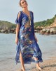 Off-The-Shoulder Floral Bandage V-Back Split-Side Cover-Up Swimwear