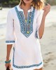 Embroidered Half Sleeves Cover-Ups Tops