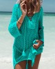 Crochet Lace-Up Long Sleeves Cover-Ups Tops