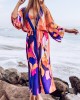 Floral-Print Long Sleeved Tunicshang Cover-Ups Tops