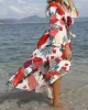 Floral-Print Belted Long Sleeve Tunicshang Cover-Ups