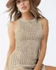 Crochetgo Hollow Sleeve Split-Side Vacation Cover-Up Swimwear