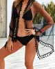 Chiffon Mesh Split-Joint Tasseled See-Through Cover-Up Swimwear