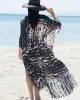 Long Sleeves Floral Printed Chiffon Cardigan Cover-Up Swimwear