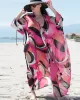 Long Sleeves Floral Printed Chiffon Cardigan Cover-Up Swimwear