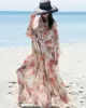 Long Sleeves Floral Printed Chiffon Cardigan Cover-Up Swimwear