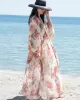 Long Sleeves Floral Printed Chiffon Cardigan Cover-Up Swimwear