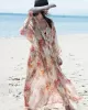 Long Sleeves Floral Printed Chiffon Cardigan Cover-Up Swimwear