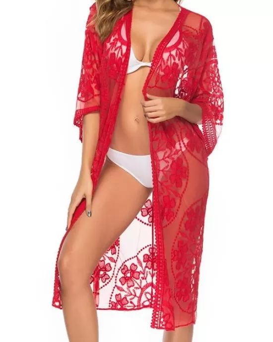 Ragged Embellished See-Through Vacation Cover-Ups