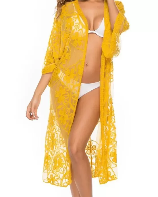 Ragged Embellished See-Through Vacation Cover-Ups