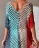 Vacation Loose Patchwork V-Neck Cover-Ups Swimwear