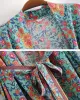 Vacation Loose Floral Printed Lace-Up V-Neck Kimono