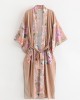 Vacation Floral Printed Lace-Up V-Neck Cover-Ups Swimwear