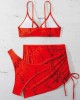 Halterneck Triangle Three Pieces Bikini Set