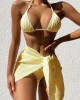 Simple Three Pieces Halterneck Triangle Bikini Set