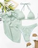 Simple Three Pieces Halterneck Triangle Bikini Set