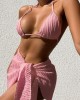 Simple Three Pieces Halterneck Triangle Bikini Set