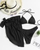 Simple Three Pieces Halterneck Triangle Bikini Set