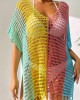 Colorful V-Neck Tassles Mini Cover-Ups Dress