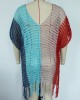 Colorful V-Neck Tassles Mini Cover-Ups Dress