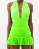 Backless Bandage Hollow Halter-Neck One-Piece Swimwear&Cover-Ups Skirts