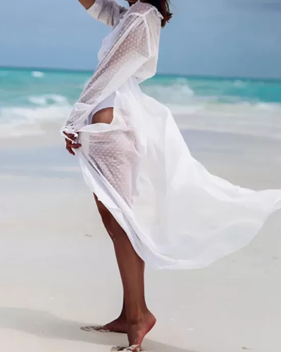 Sexy See-Through Yarn Tunicshang Cover-Ups Tops