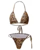 Sexy Snake-Print Split Bikini Swimsuit+Cover-Ups Three-Piece Set