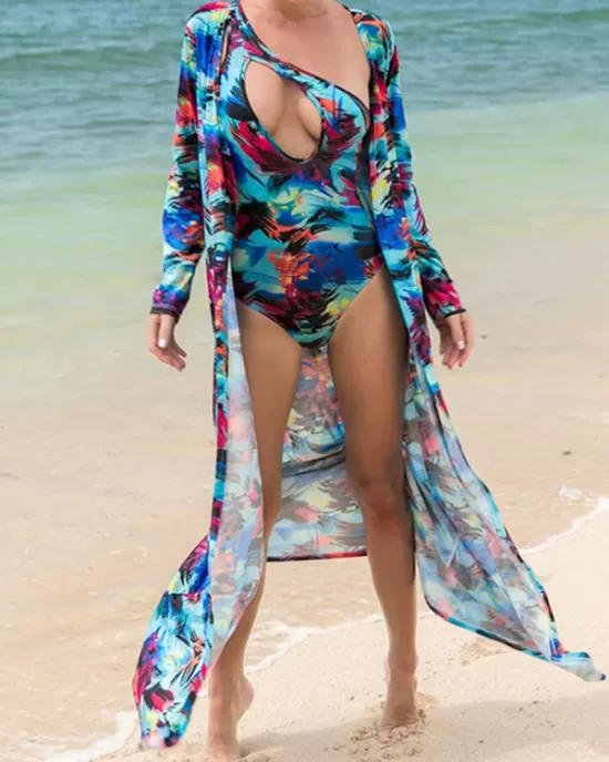 One-Shoulder Hollow Two-Pieces Swimwear