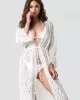 Long Sleeve Lace Split-Joint Lace-Up Vacation Cover-Up Swimwear