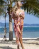 Chiffon Short Sleeve V-Neck Drawstring Cover-Up Swimwear