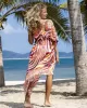 Chiffon Short Sleeve V-Neck Drawstring Cover-Up Swimwear