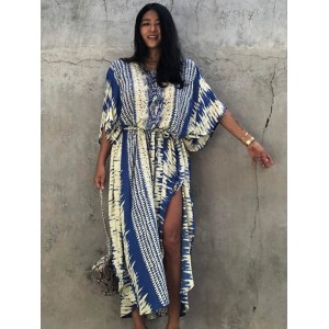 Loose H-Line V-Neck Bandage Snake-Print Cover-Up Swimwear