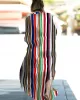 Striped Loose Pocket Cardigan Vacation Beach Cover-Up Swimwear