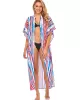 Striped Loose Pocket Cardigan Vacation Beach Cover-Up Swimwear