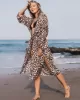 Leopard Split-Side Cardigan Vacation Beach Cover-Up Swimwear